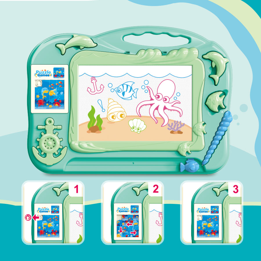 5504 Toddlers Magnetic Writing Doodle Tablet Drawing Board Kids Toy with Puzzle Game 5504 Toddlers Magnetic Writing Doodle Tablet Drawing Board Kids Toy with Puzzle Game